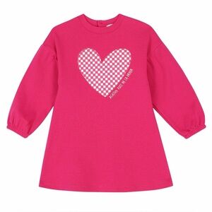 Agatha Ruiz De La Prada Girls Bright Fuchsia Pink Logo Dress Checkered Heart 4